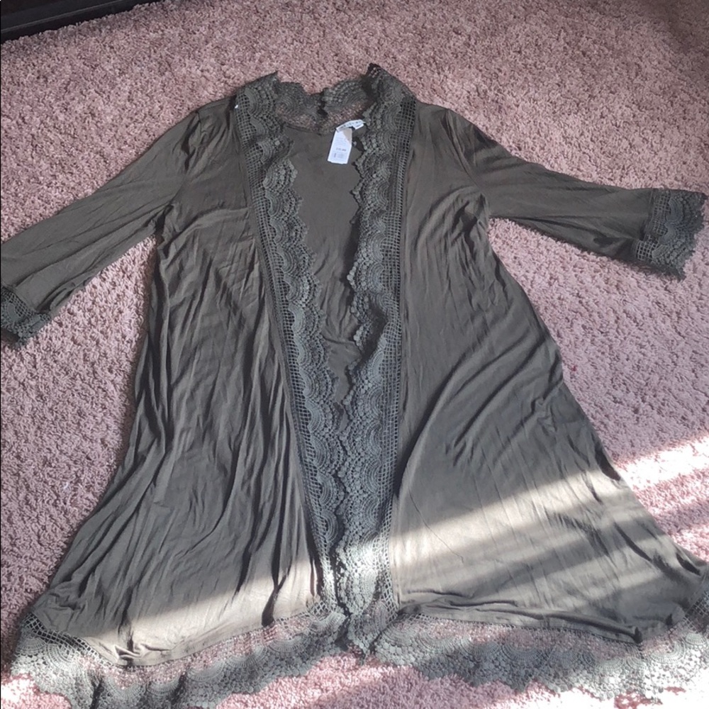 Army green cardigan